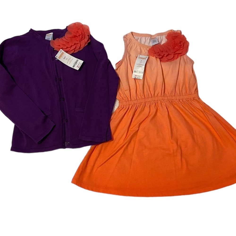 Gymboree Purple Sweater & Orange Dress Set in 5-6